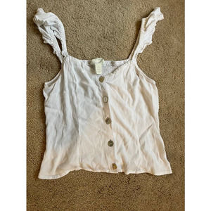 H&M White Button Front Crop Top Tank Medium